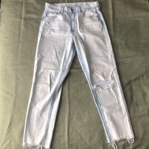 AE Ripped Hem Distressed Mom Jean